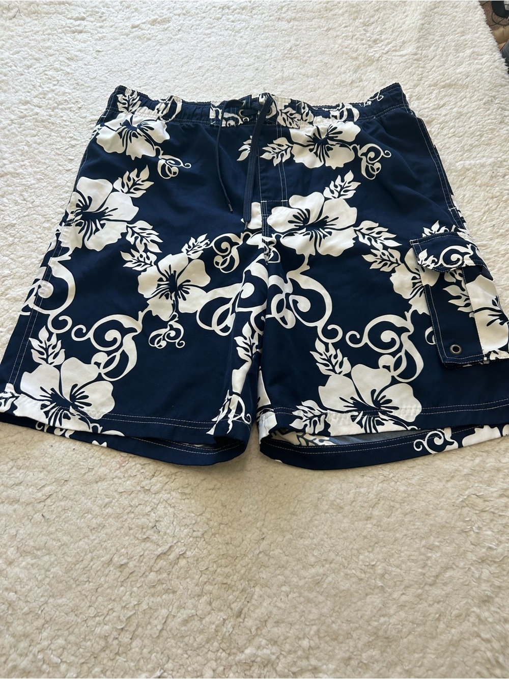 Sonoma Navy and White Floral Hybrid Shorts